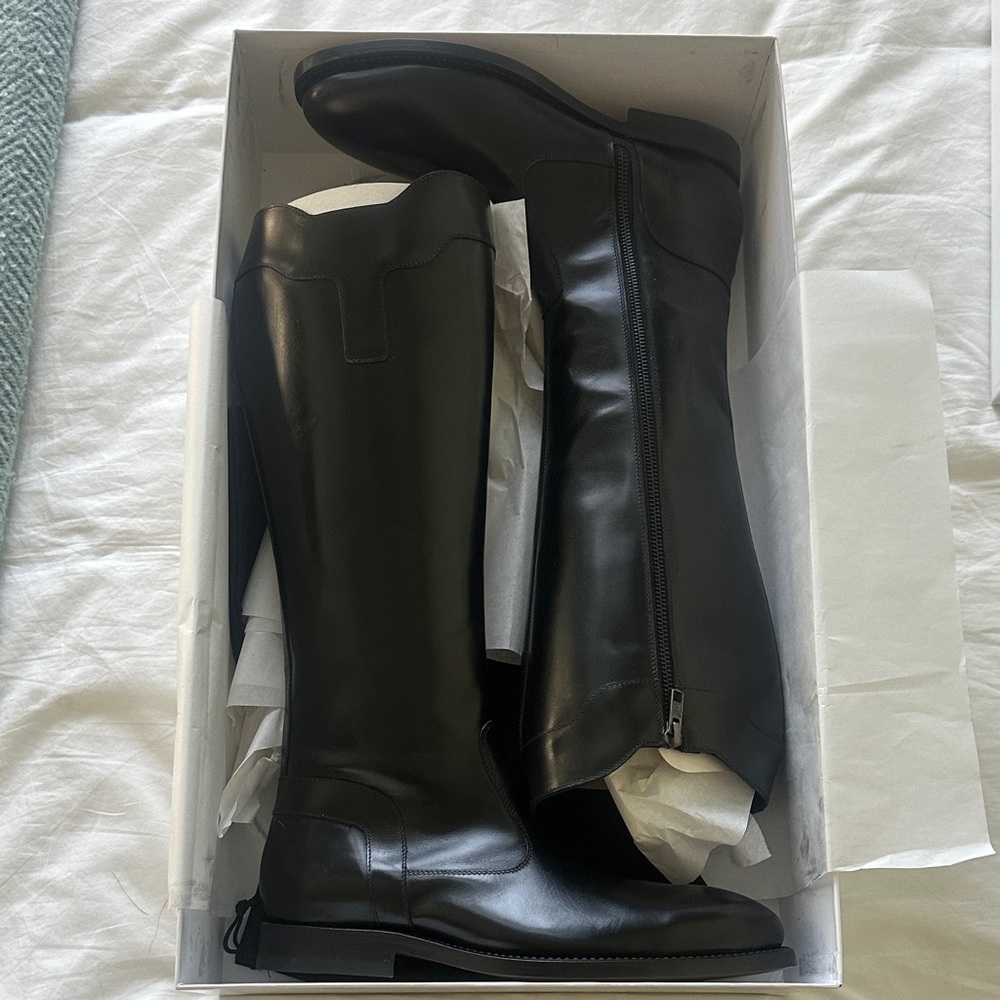Black Leather Knee-High Boots